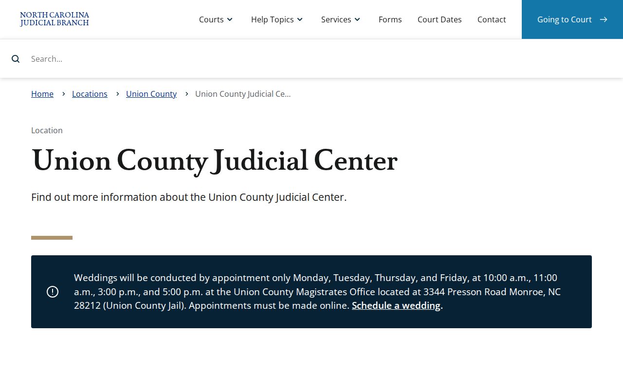 Union County criminal court records at the Judicial Center